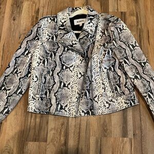 BB Dakota Snake Print Leather Jacket - Black and Gray